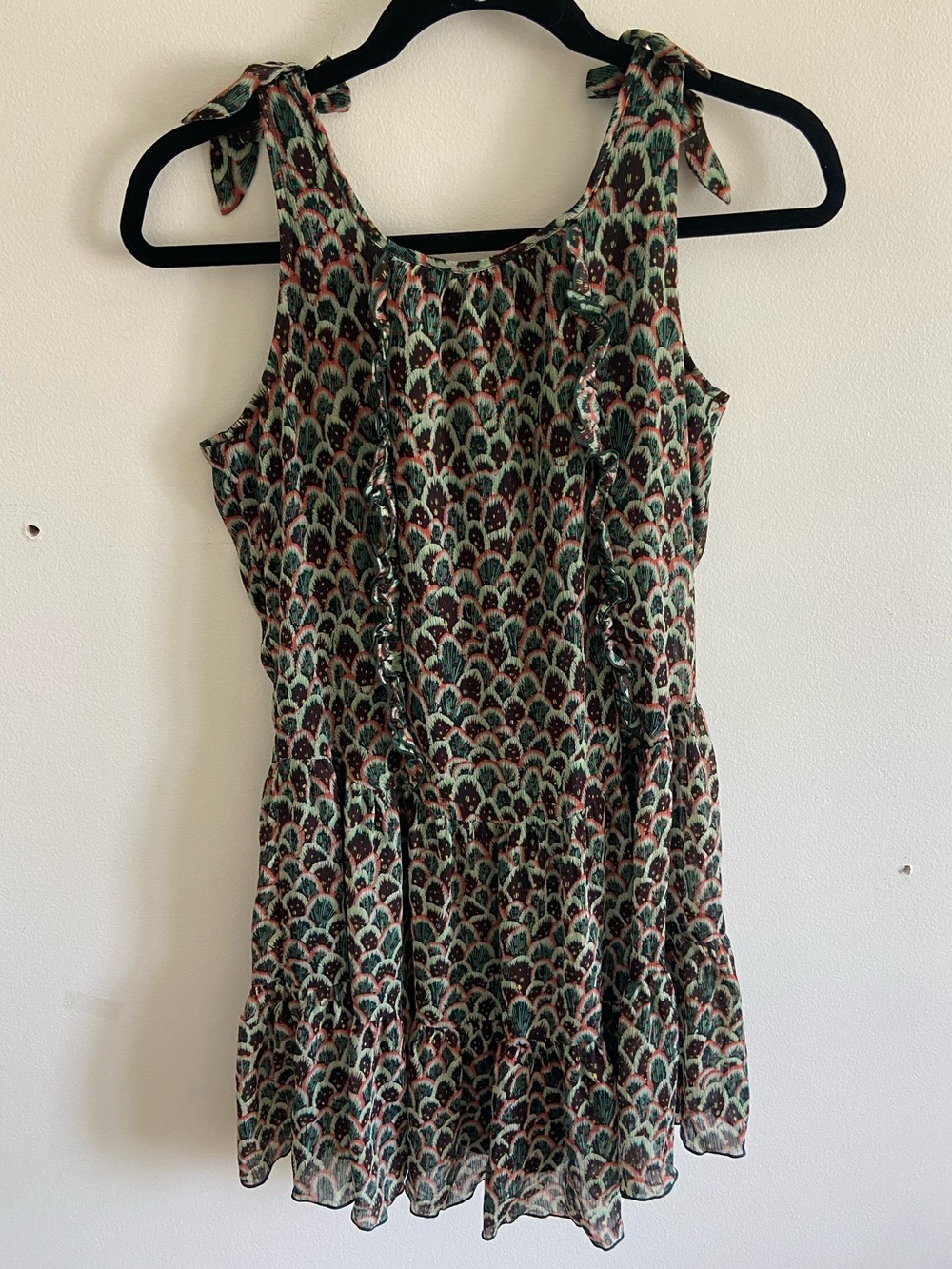 Scotch & Soda Sleeveless Tie-Shoulder Printed Mini Dress Ruffled Girl's Size 14
